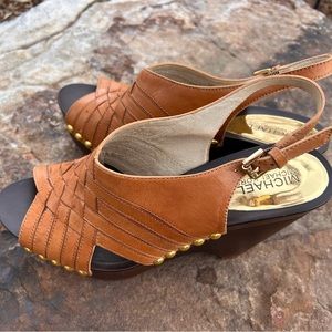 Michael Kors Leather Wedge Sandals Like New Size 9 1/2